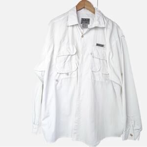 Vintage North Point White Vented Pockets Fishing Shirt Men’s Size XL